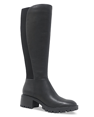 Kenneth Cole Women's Riva Lug Sole Riding Boots In Black Leather