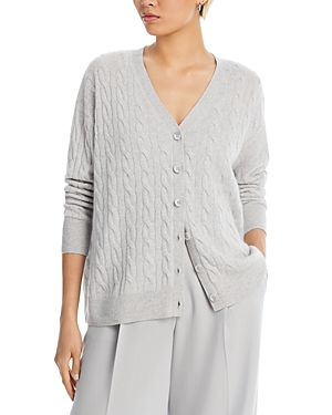 C By Bloomingdale's Cashmere Cable Knit Cashmere Cardigan - 100% Exclusive In Light Grey