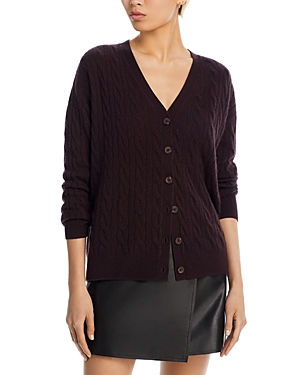 C By Bloomingdale's Cashmere Cable Knit Cashmere Cardigan - 100% Exclusive In Dark Brown