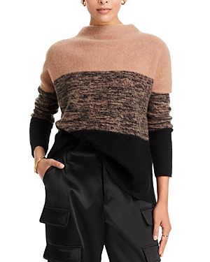 C By Bloomingdale's Cashmere Colour Block Mock Neck Brushed Cashmere Jumper - 100% Exclusive In Camel Combo