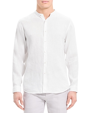 Theory Irving Long Sleeve Button Front Shirt In Optic White