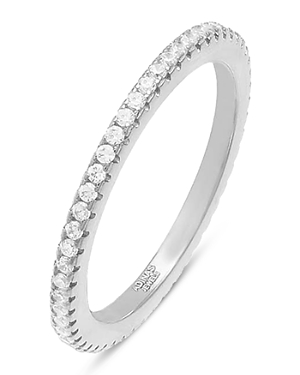 By Adina Eden Adinas Jewels Cubic Zirconia Thin Band Ring In Silver