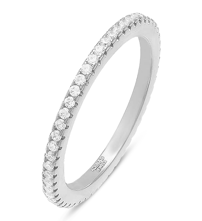 By Adina Eden Adinas Jewels Cubic Zirconia Thin Band Ring In Silver