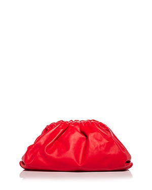 Bottega Veneta Ruched Leather Pouch In Red