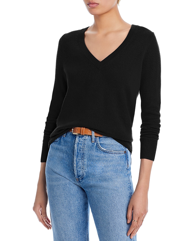 AQUA CASHMERE V-NECK CASHMERE SWEATER - EXCLUSIVE