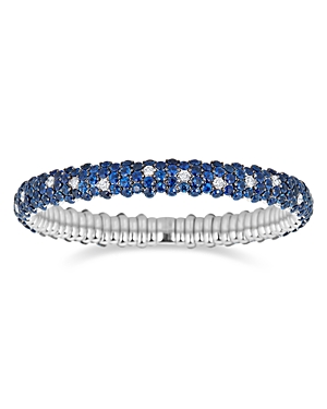 Zydo 18k White Gold Stretch Sapphire & Diamond Bracelet In Blue/white