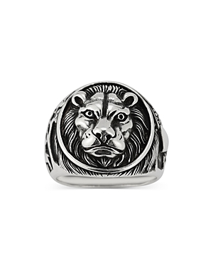 Sterling Silver Oxidized Lion Signet Ring