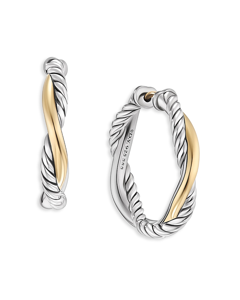 David Yurman Petite Infinity Hoop Earrings in Sterling Silver with 14K Yellow Gold