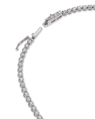 Diamond Crown Set Tennis Necklace in 14K White Gold, 4.0 tcw 