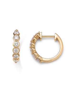 Diamond Huggie Hoop Earrings in 14K Yellow Gold, 0.50 tcw 