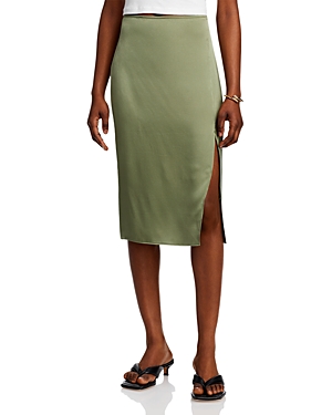 Shop Anine Bing Jolin Silk Midi Skirt In Artichoke