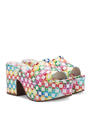 Larroude Women's Miso 90mm Daisy Monogram Leather Platform Mules In Rainbow