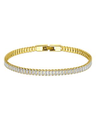 Aqua Baguette Stone Tennis Bracelet in Sterling Silver or 18K Gold Over Sterling Silver - Exclusive