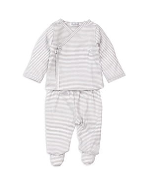 Kissy Kissy Unisex Cotton Striped Shirt And Footed Trousers Set - Baby In Silver