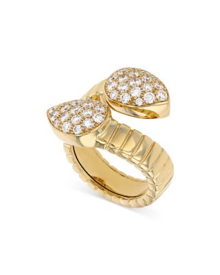 18K Yellow Gold Via Mercanti Diamond Tubogas Bypass Ring