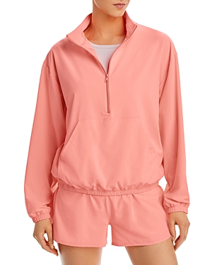 Beyond Yoga In Stride Half-zip Sweatshirt In Electric Peach