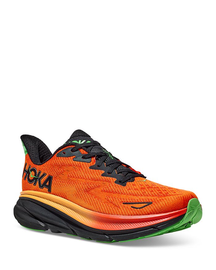 Hoka Men's Clifton 9 Running Sneakers In Flame/vibrant Orange