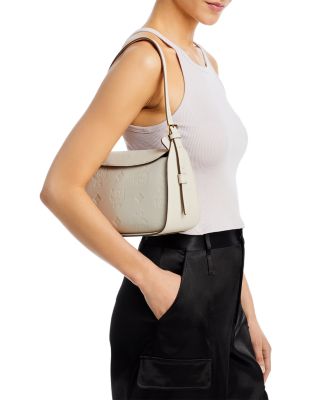 Aren Embossed Logo Monogram Leather Hobo