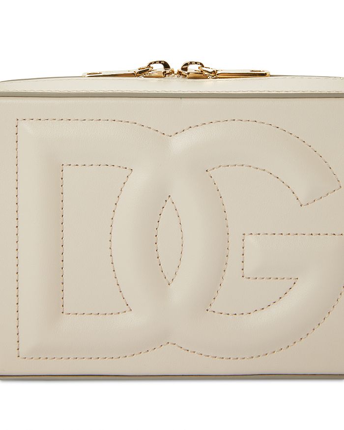Shop Dolce & Gabbana Leather Logo Crossbody In Ivory