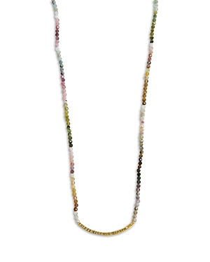 Argento Vivo Hammered Bar Gemstone Beaded Collar Necklace In 18k Gold Plated Sterling Silver, 16-18 In Multi