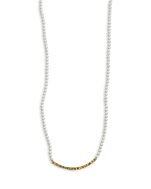 Argento Vivo Hammered Bar Gemstone Beaded Collar Necklace In 18k Gold Plated Sterling Silver, 16-18 In White
