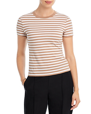 Theory Womens Saddle Multi Tiny Tee Striped Cotton-jersey T-shirt In Saddle Multi