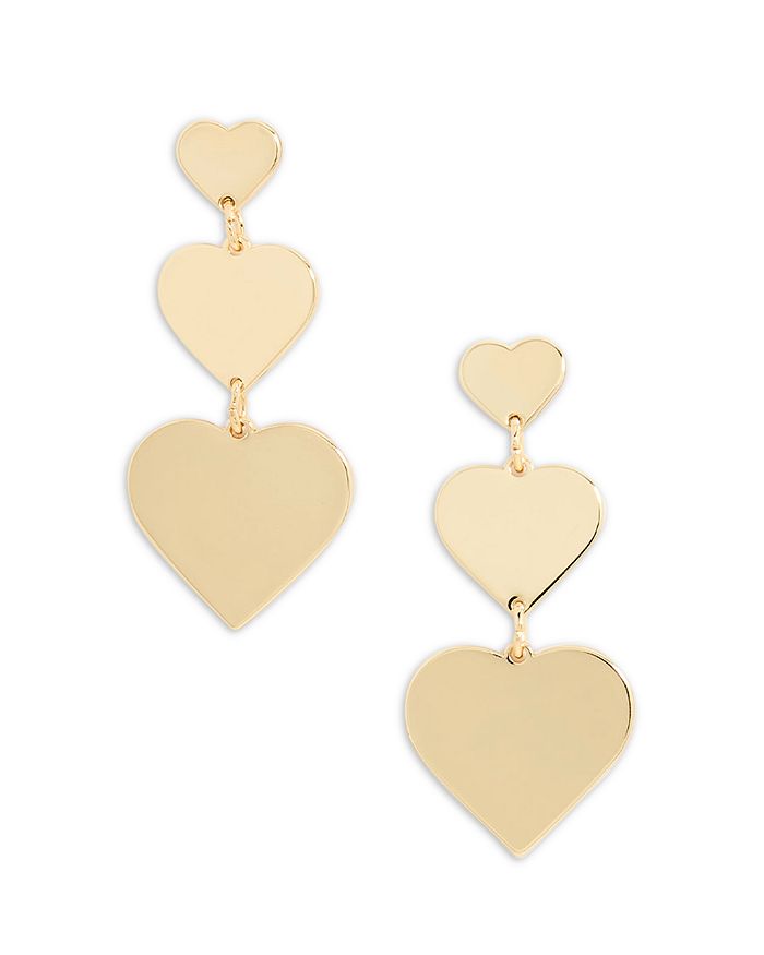 Triple Heart Drop Earrings – Gold main image 1