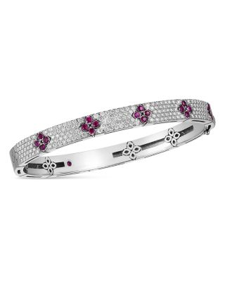 Roberto Coin - 18K White Gold Love in Verona Ruby & Diamond Bangle Bracelet