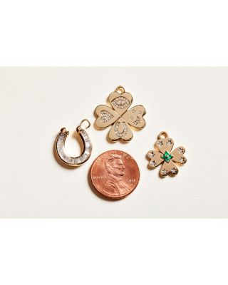 14K Yellow Gold Diamond Pav&eacute; Lucky Symbol Clover Charm Pendant