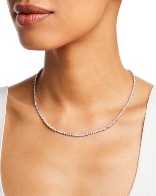 Certified Colorless Diamond Classic Tennis Necklace in 14K White Gold, 5.5 tcw  