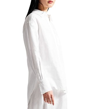 Ted Baker Dorahh Longline Linen Shirt In White