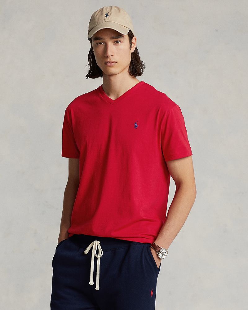 Polo Ralph Lauren Classic Fit V-neck Tee In Red