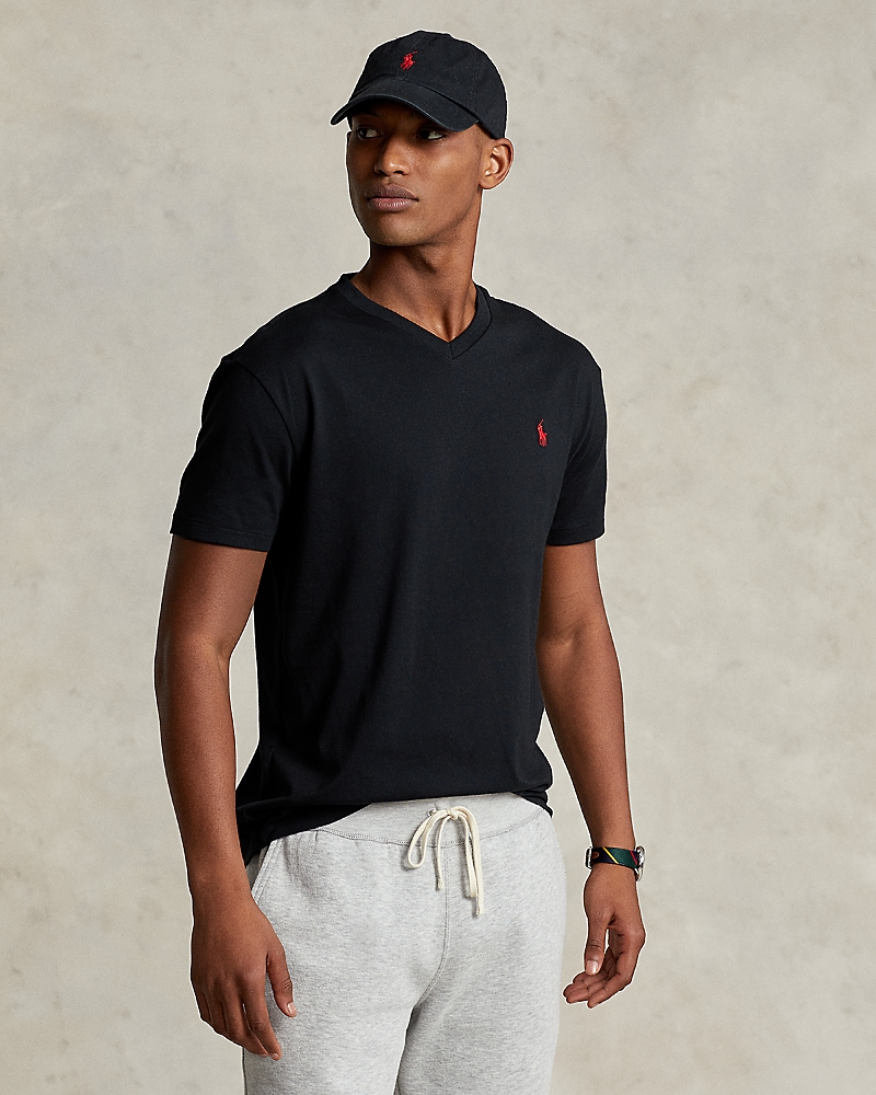 Polo Ralph Lauren Black Cotton T-shirt With Logo In Black