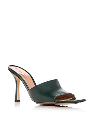 Bottega Veneta Stretch Square-toe Leather Mules In Moss