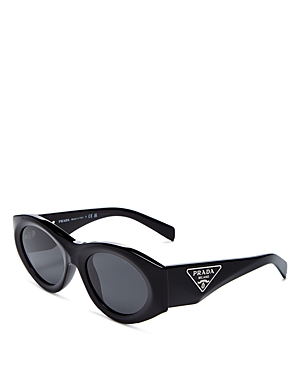 Prada Symbole Oval Sunglasses, 53mm In Black/gray Solid