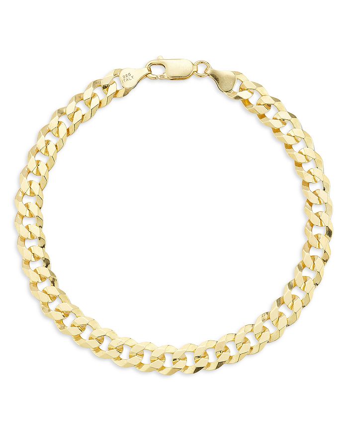 18k Gold Cuban Link Chain Bracelet Gold Curb Chain Bracelet 