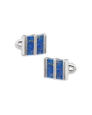 Link Up Lapis Inlay Rhodium Plated Cufflinks In Blue