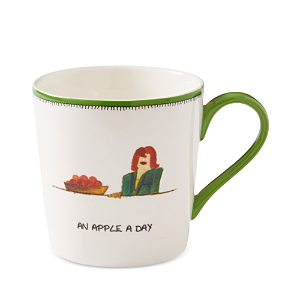 Spode Kit Kemp By  Doodles Apple A Day Mug In White