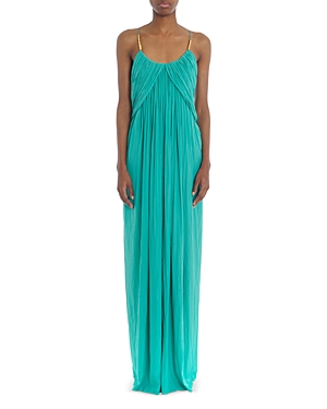 Lanvin Cross Back Strap Long Dress In Jade