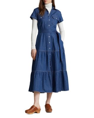 Ralph Lauren★Belted Tiered Shirtdess Belted Tiered Shirtdess