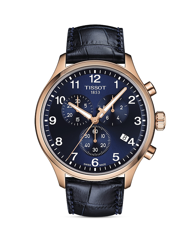 Tissot Chrono Xl Classic Quartz Chronograph Blue Dial Leather Strap Men's Watch T116.617.36.042.00 In Blue
