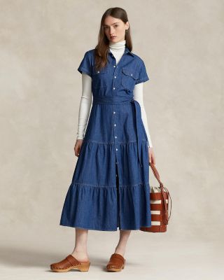 Ralph Lauren★Belted Tiered Shirtdess Belted Tiered Shirtdess