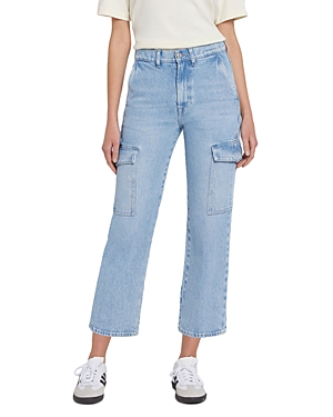7 for all mankind logan cargo high rise ankle straight jeans in airwave