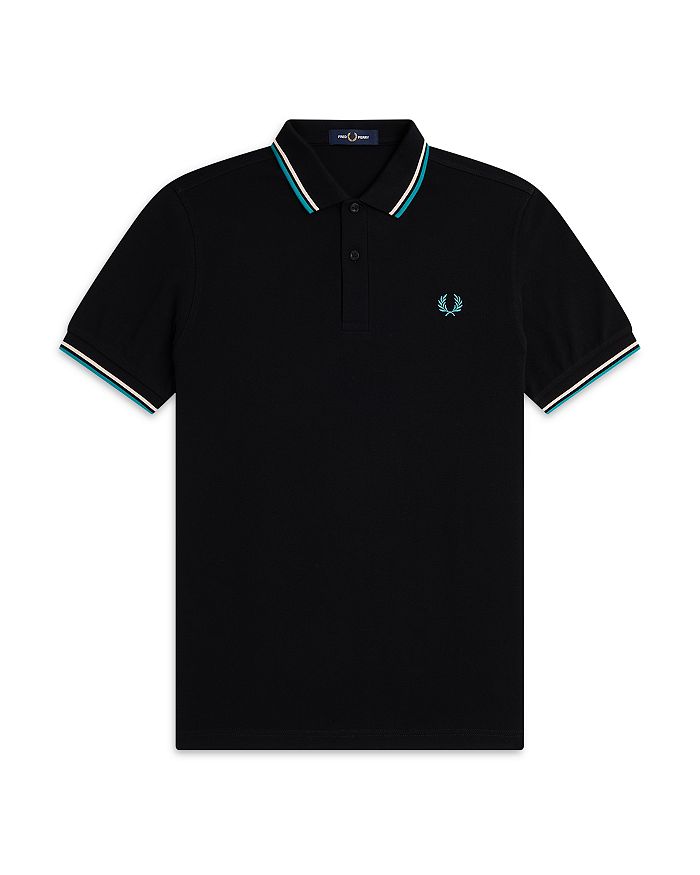 Fred Perry Twin Tipped Slim Fit Polo In Black/blue