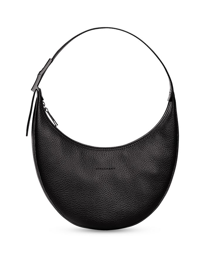 Longchamp Roseau Essential Half Moon Hobo Bag - Black/Dark Silver