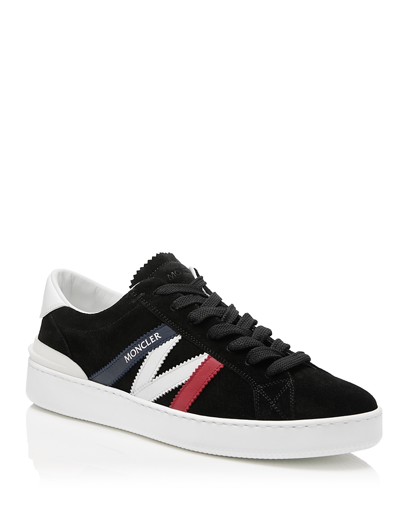 Moncler Logo Printed Lace-up Sneakers In Black