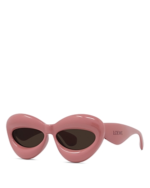Shop Loewe Fashion Show Inflate Cat Eye Sunglasses, 55mm In Pink/brown Solid