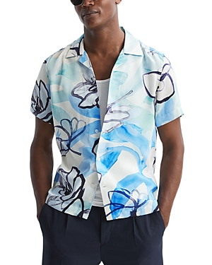 Shop Reiss Ardie Slim Fit Cuban Shirt In Multi