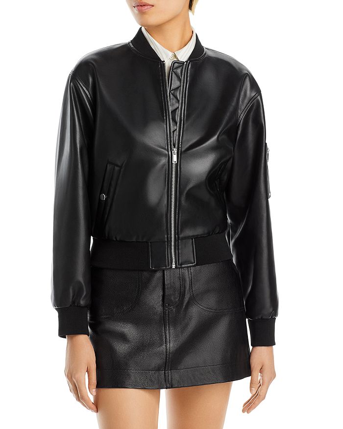 AQUA Faux Leather Bomber Jacket - 100% Exclusive | Bloomingdale's