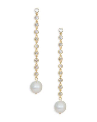 Ettica Cultured Freshwater Pearl & Crystal Linear Drop Earrings